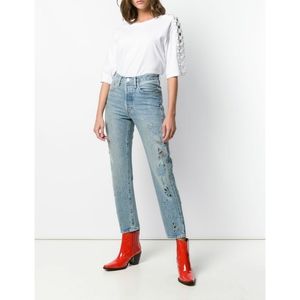 Levi's Embroidered Detail Cropped Jeans